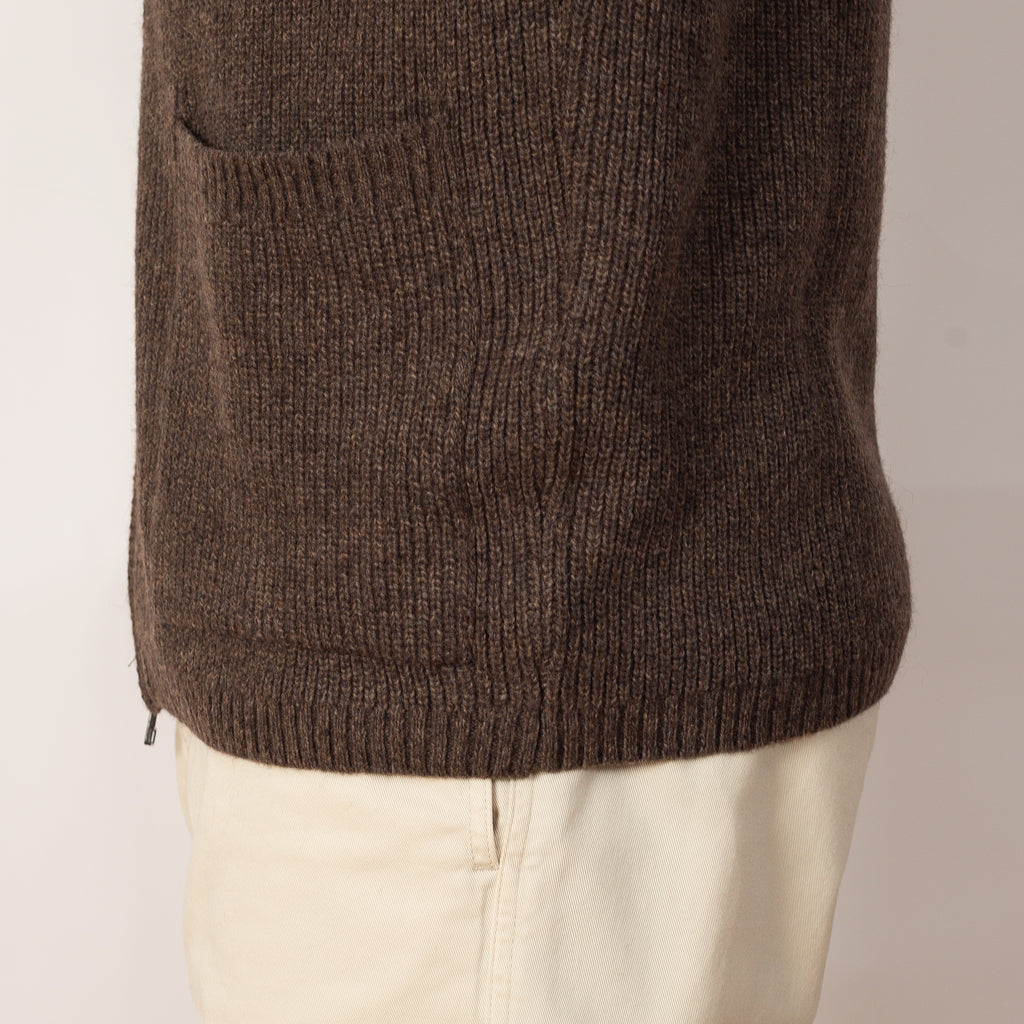 Zip Cardigan - Eco Wool Brown