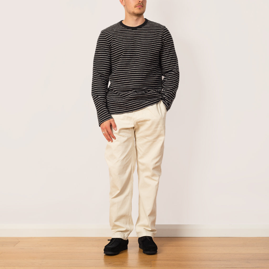 LS Textured Stripe Tee - Black Ecru
