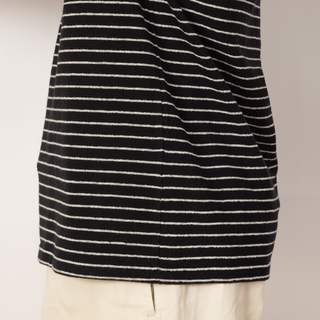 LS Textured Stripe Tee - Black Ecru