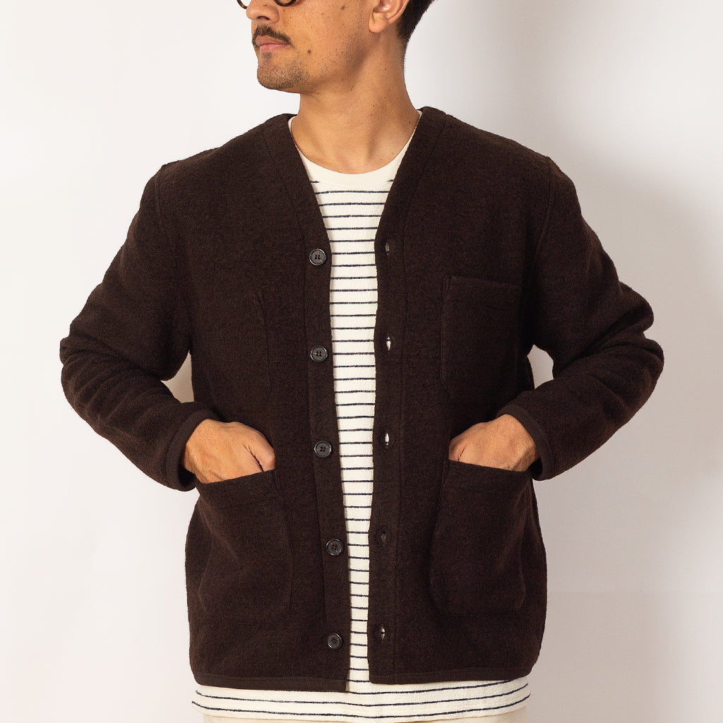 Wool Fleece Cardigan - Brown