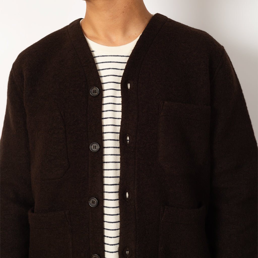 Wool Fleece Cardigan - Brown