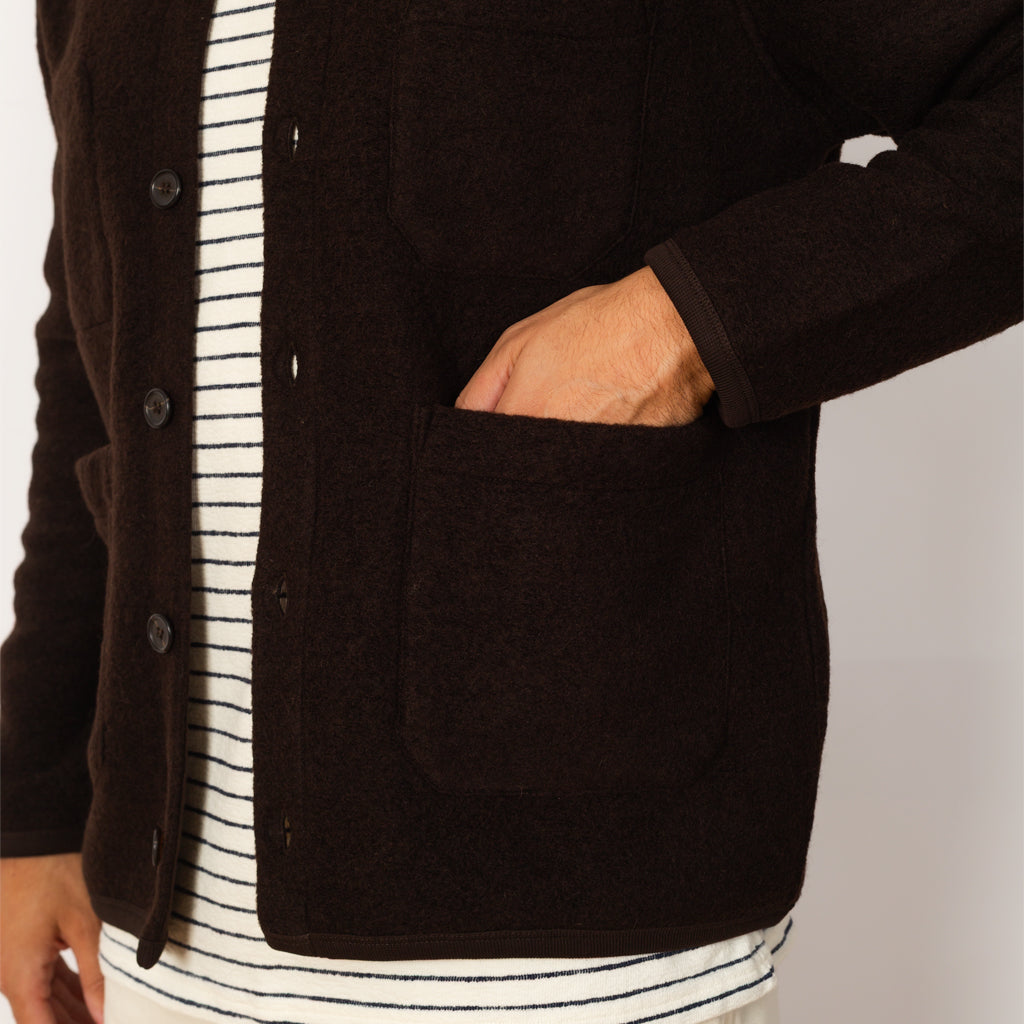 Wool Fleece Cardigan - Brown