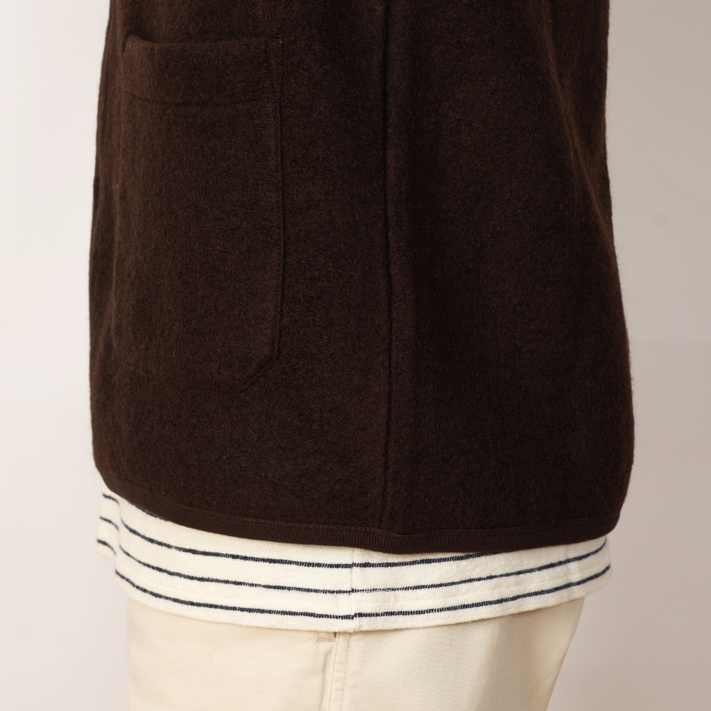 Wool Fleece Cardigan - Brown