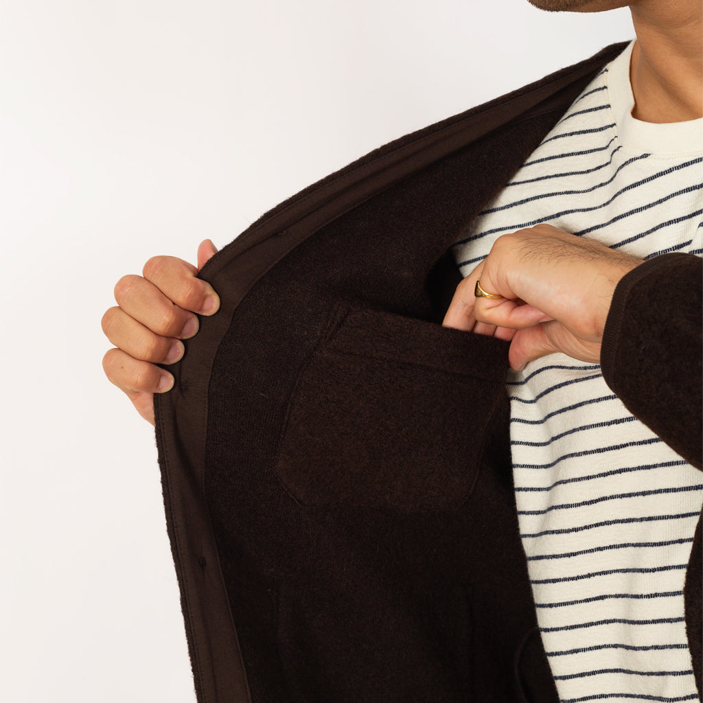 Wool Fleece Cardigan - Brown