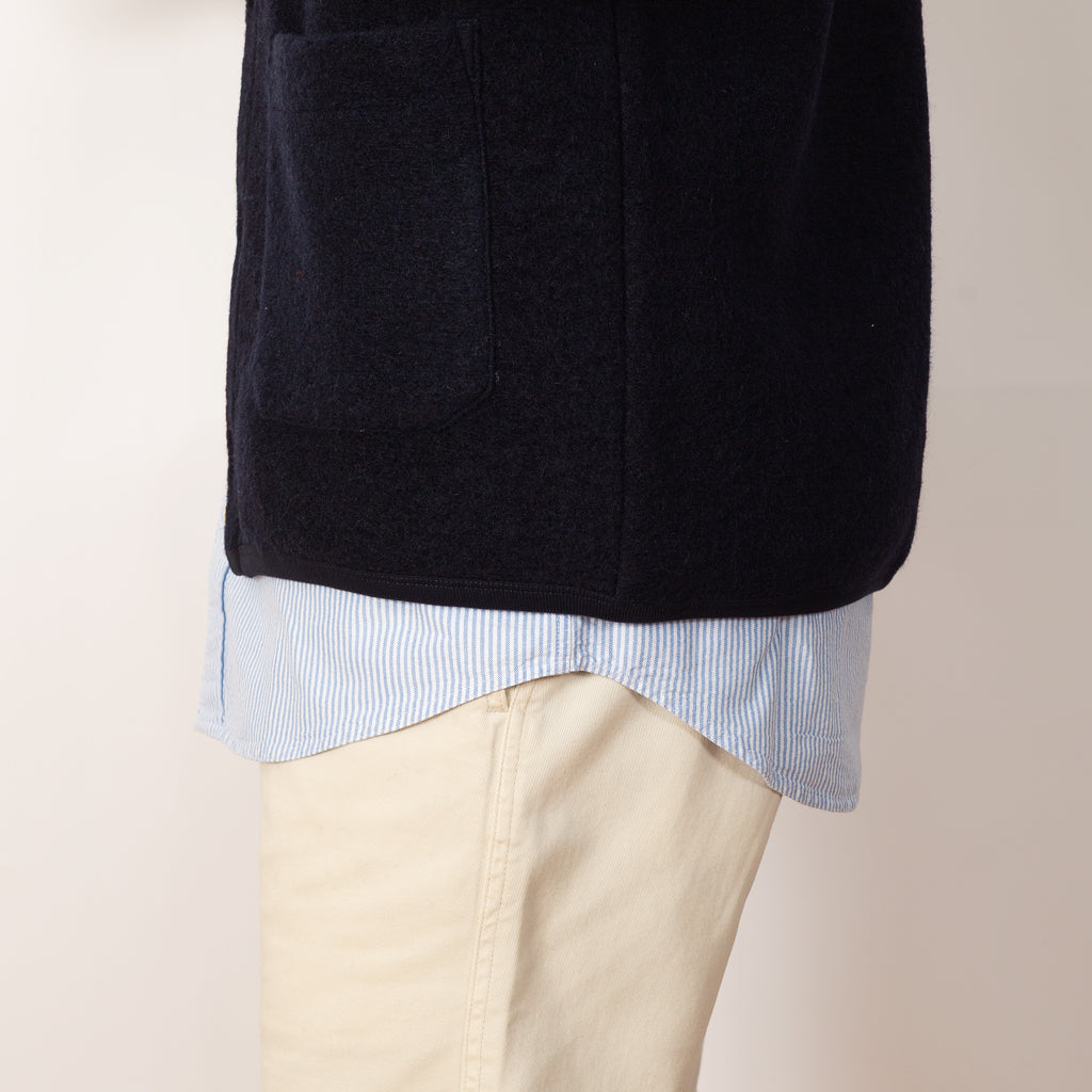 Wool Fleece Cardigan - Navy
