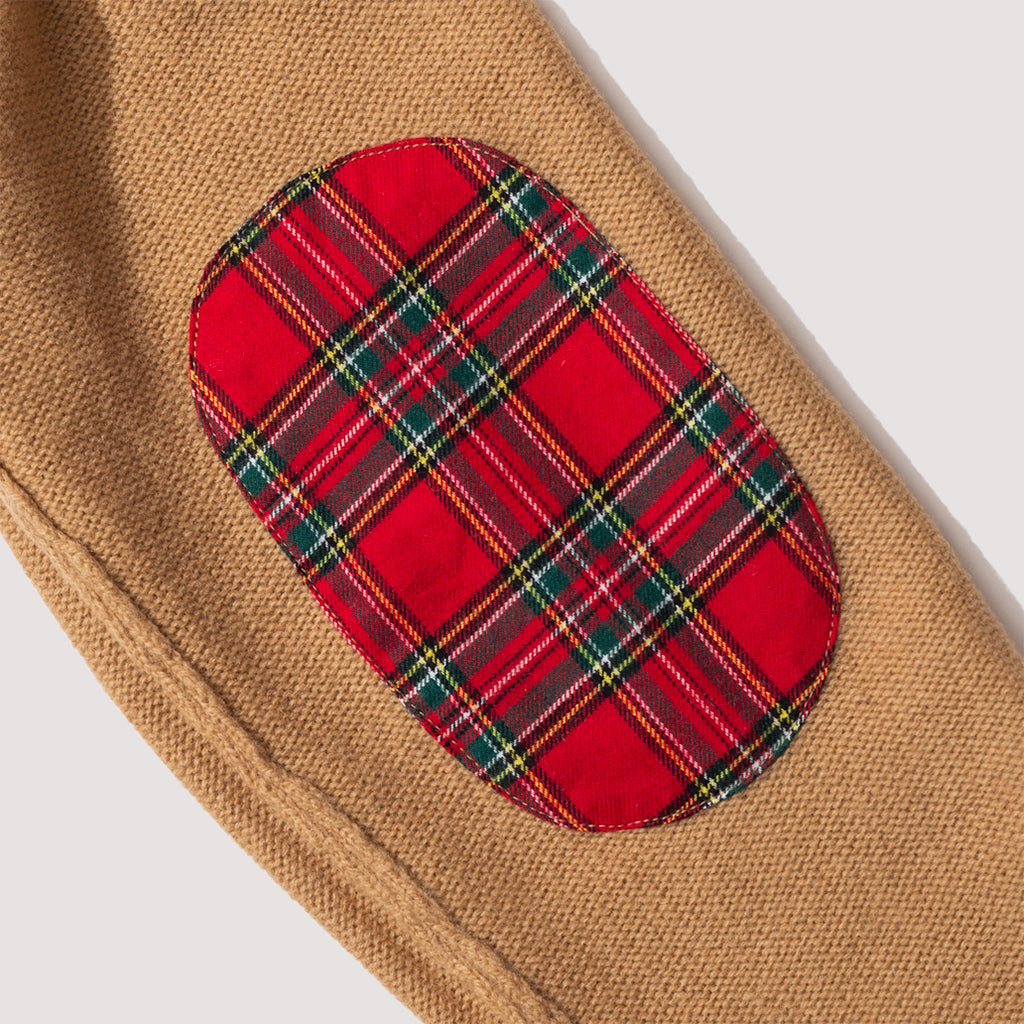 7G Elbow Patch Cardigan - Beige