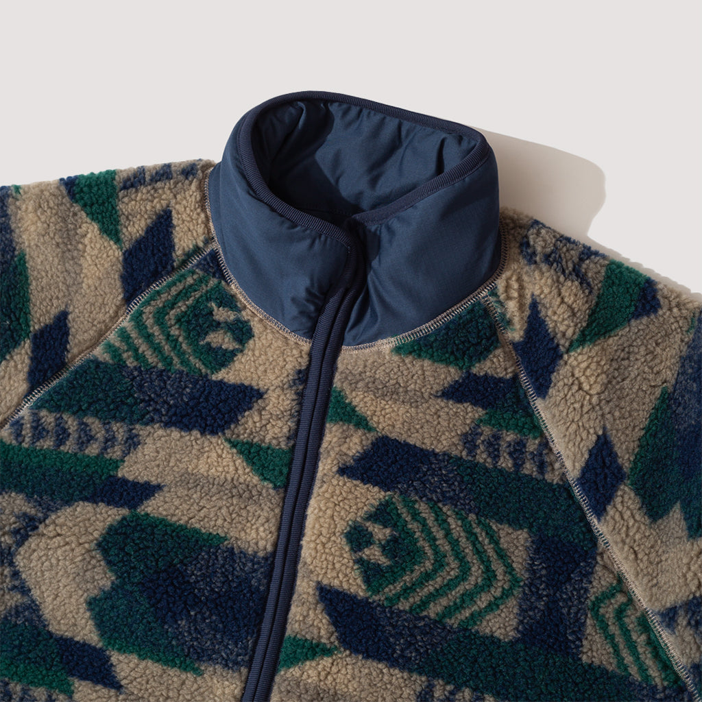 Military Liner Jacquard Boa Fleece - Navy