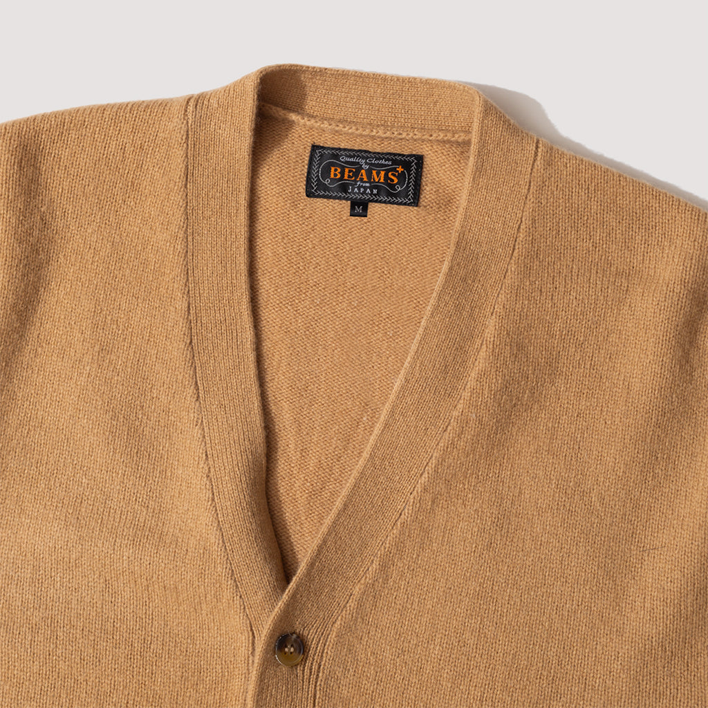 7G Elbow Patch Cardigan - Beige