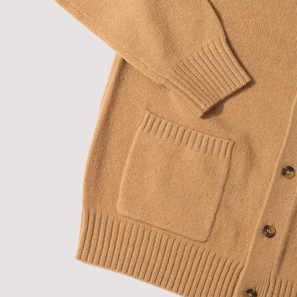 7G Elbow Patch Cardigan - Beige