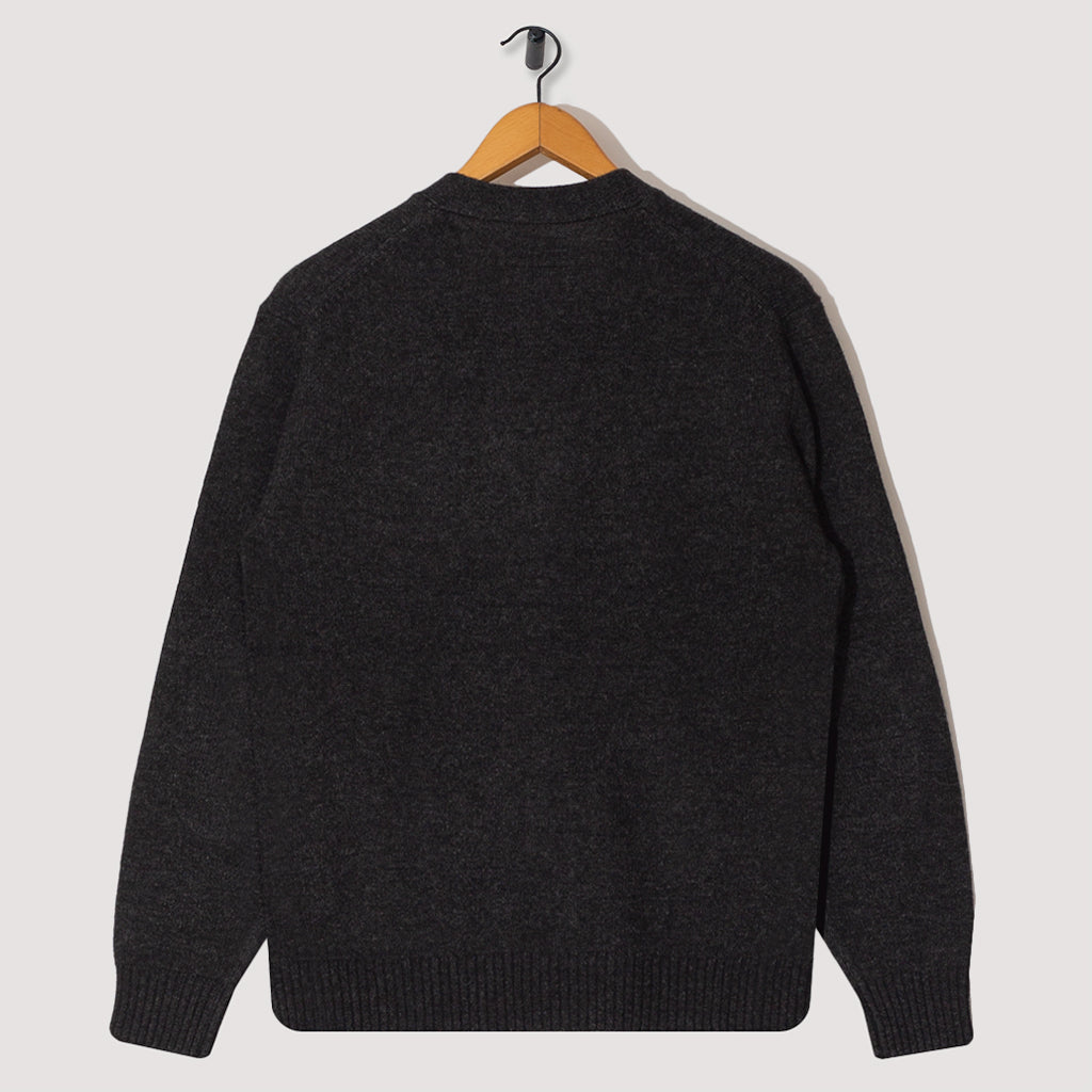 7G Elbow Patch Cardigan - Charcoal