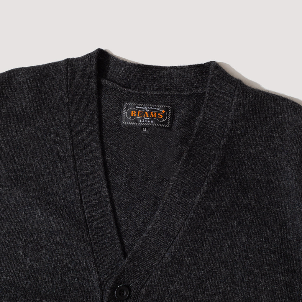 7G Elbow Patch Cardigan - Charcoal
