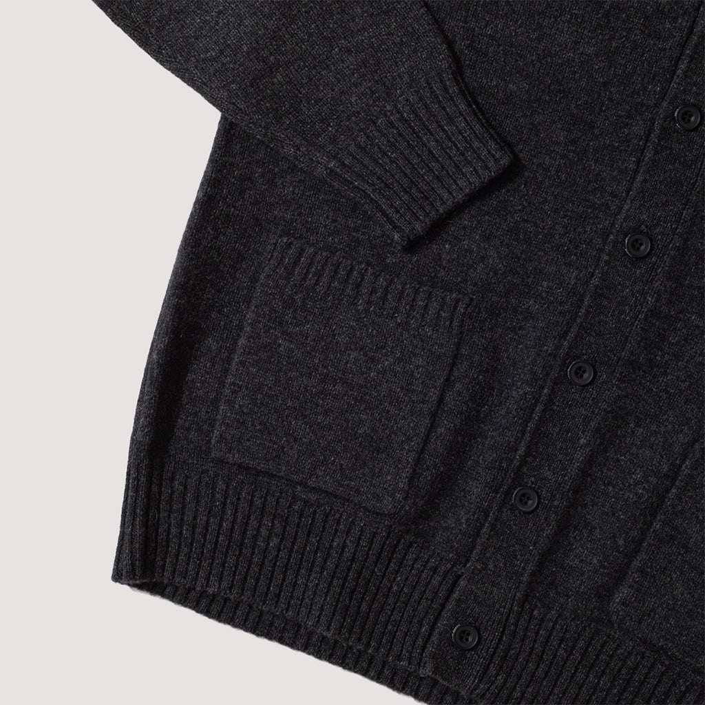 7G Elbow Patch Cardigan - Charcoal