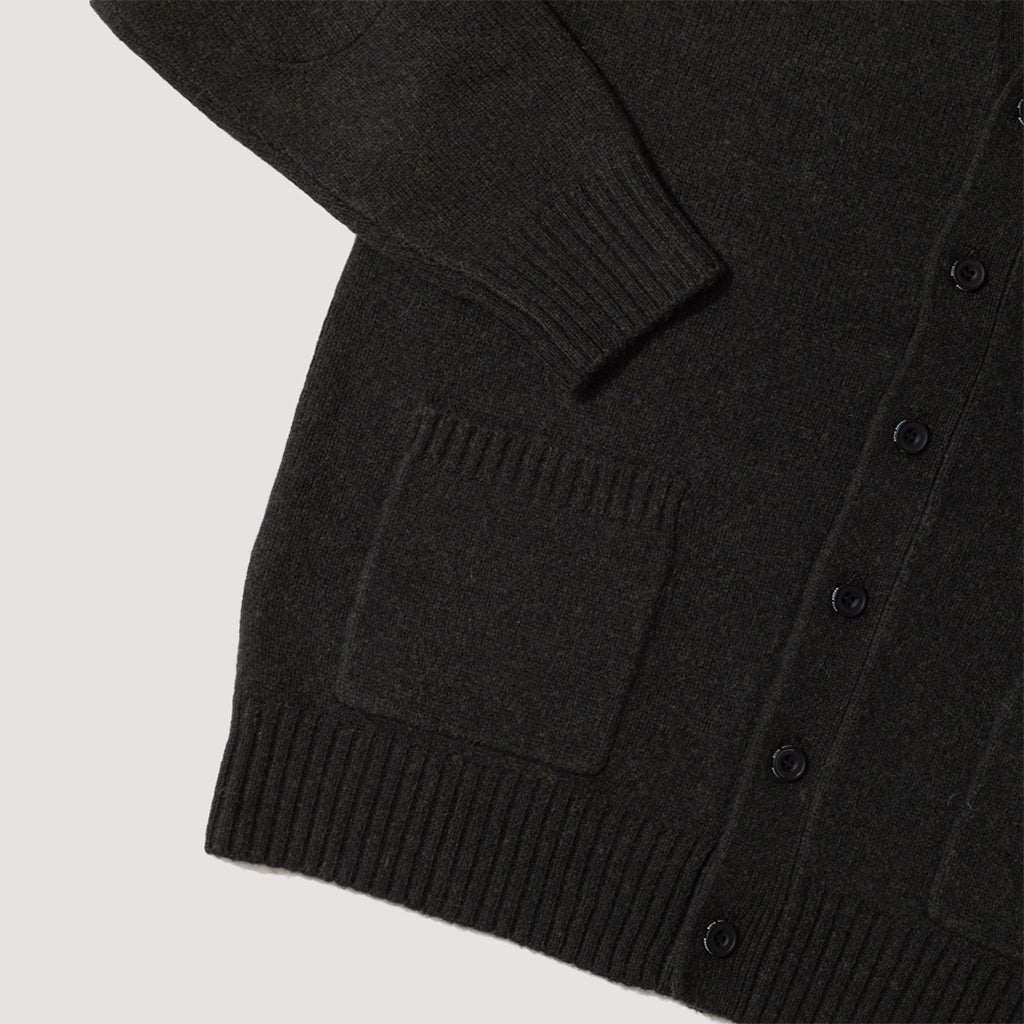 7G Elbow Patch Cardigan - Olive