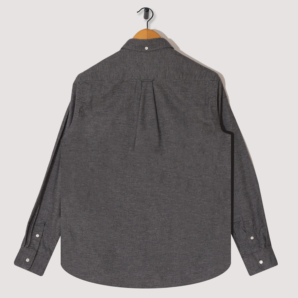 Button Down Flannel Solid Shirt - Grey