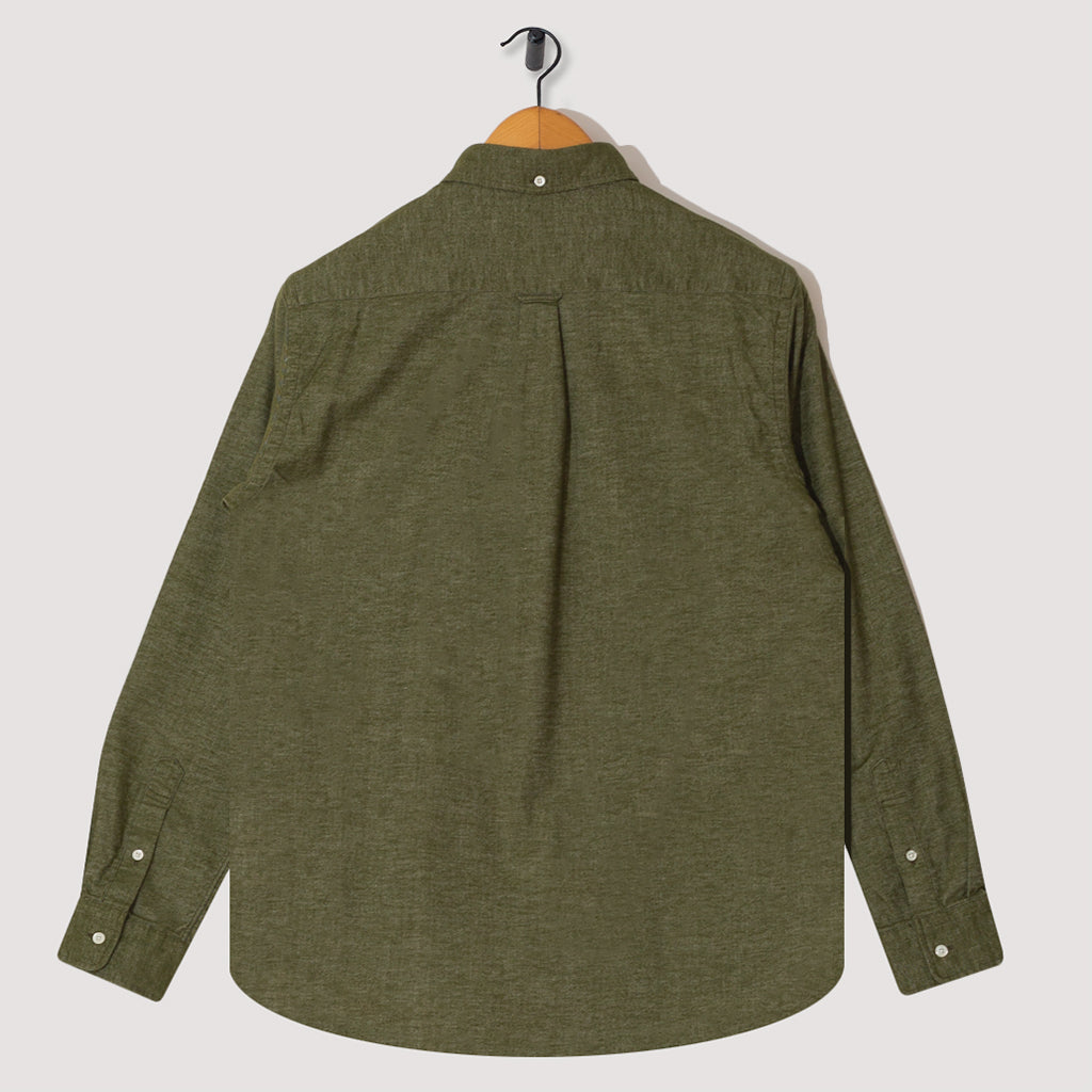 Button Down Flannel Solid Shirt - Olive