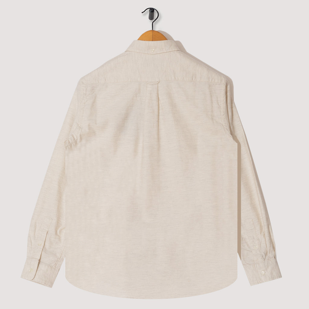 Button Down Flannel Solid Shirt - Off White