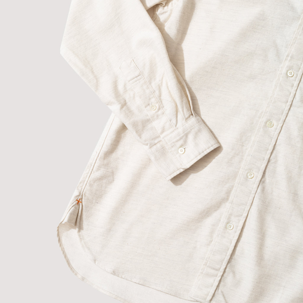 Button Down Flannel Solid Shirt - Off White