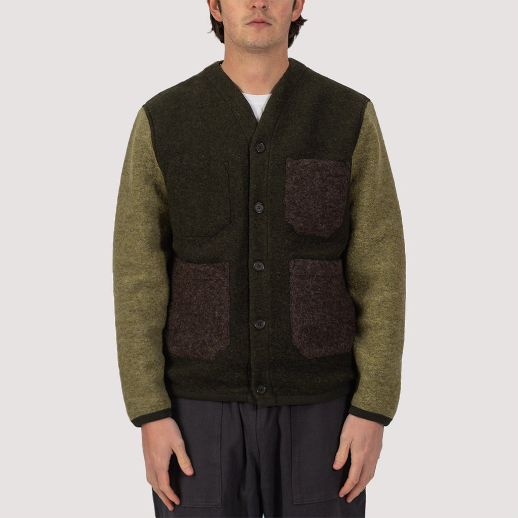 Wool Fleece Cardigan - Mixed Olive