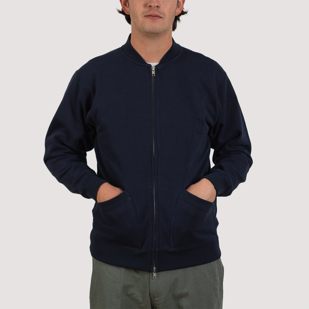 Sweat Zip Cardigan - Navy