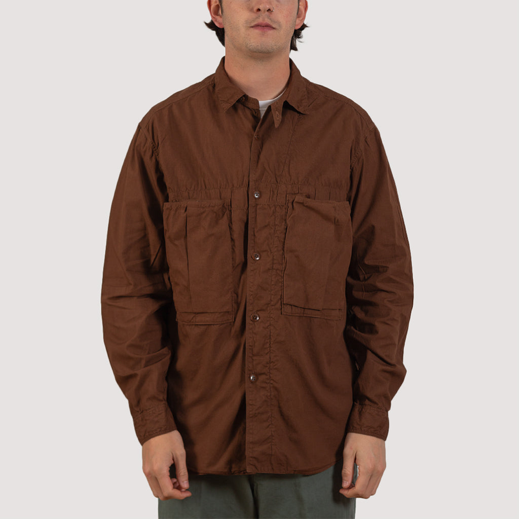 Broad Cloth Anorak Shirt - Brown