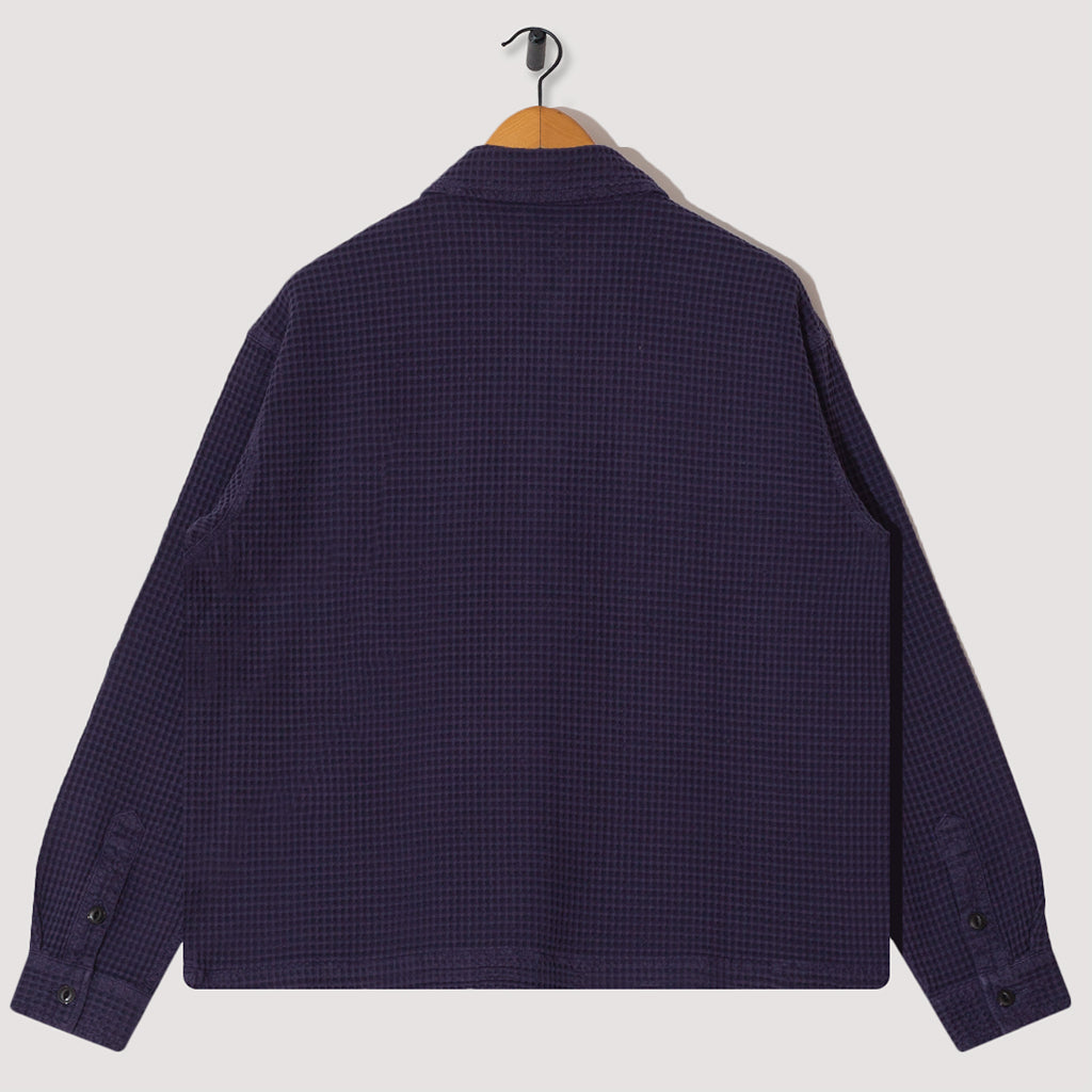 Waffle Button Front Shirt - Navy