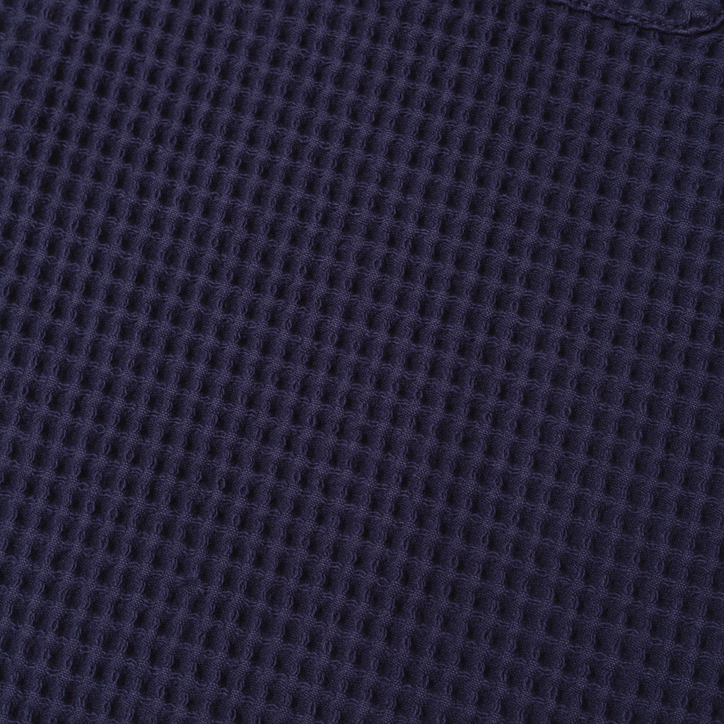 Waffle Button Front Shirt - Navy