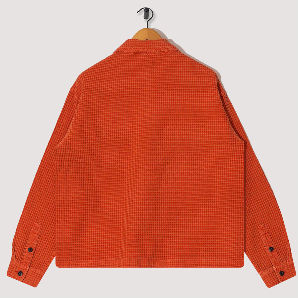 Waffle Button Front Shirt - Terracotta