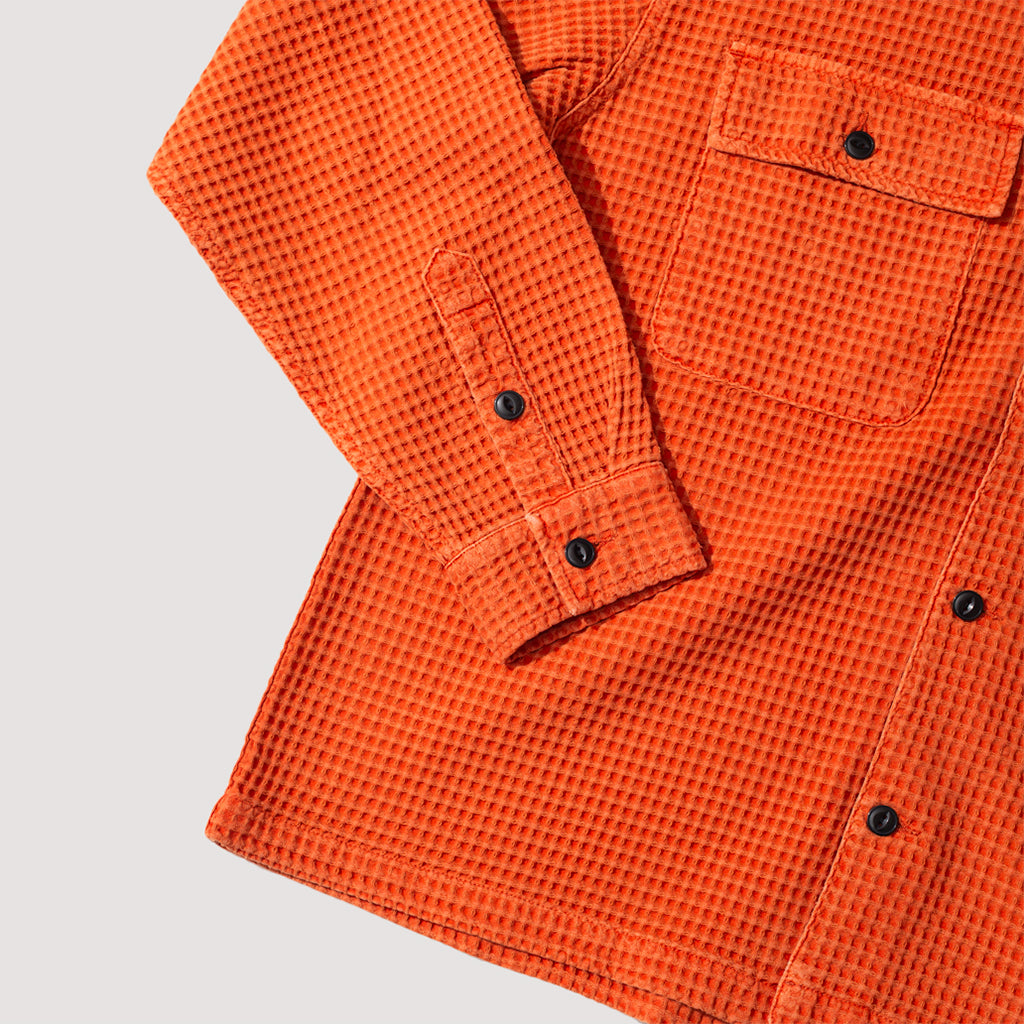 Waffle Button Front Shirt - Terracotta