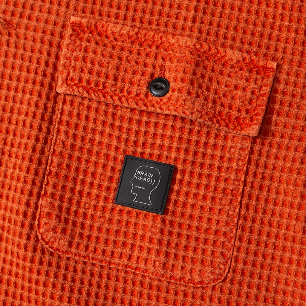 Waffle Button Front Shirt - Terracotta