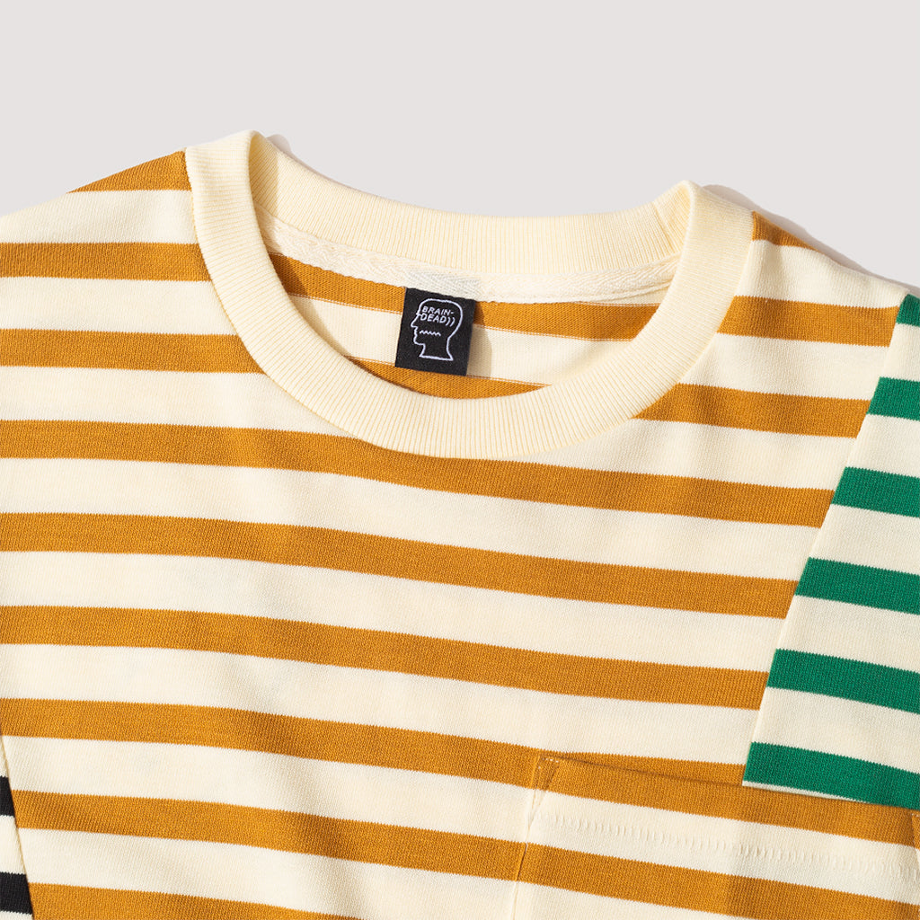 Organic Paneled Stripe L/S T-Shirt - Cream Multi