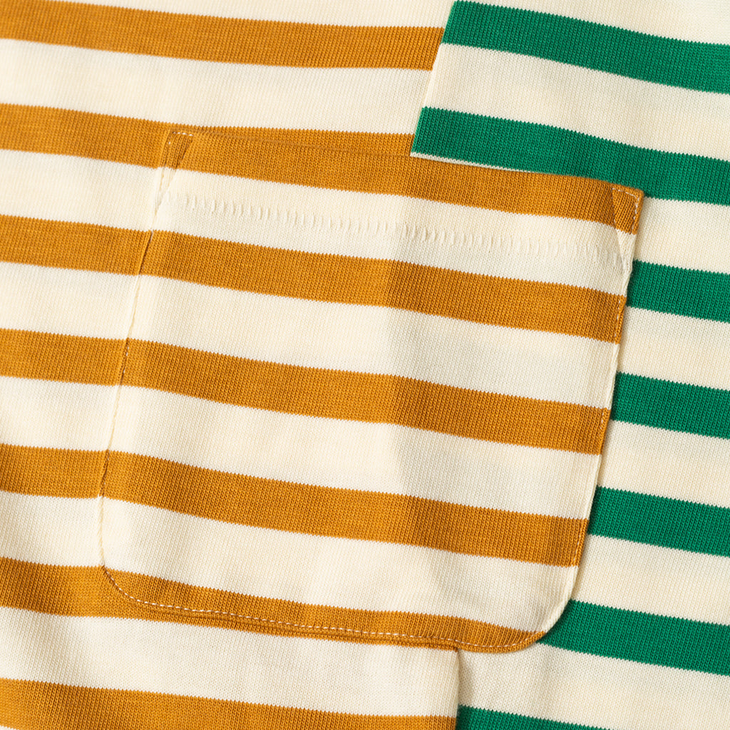 Organic Paneled Stripe L/S T-Shirt - Cream Multi