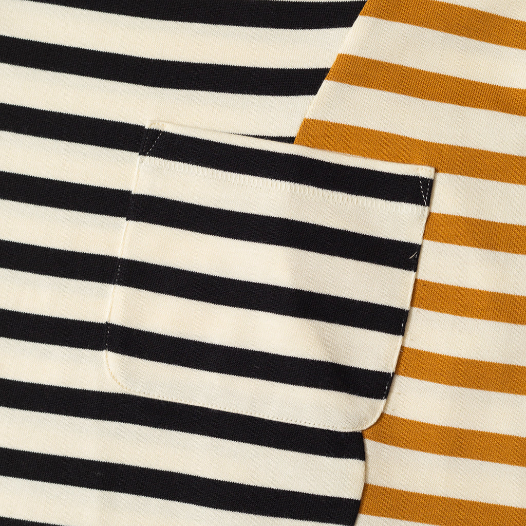 Organic Paneled Stripe S/S T-Shirt - Cream Multi