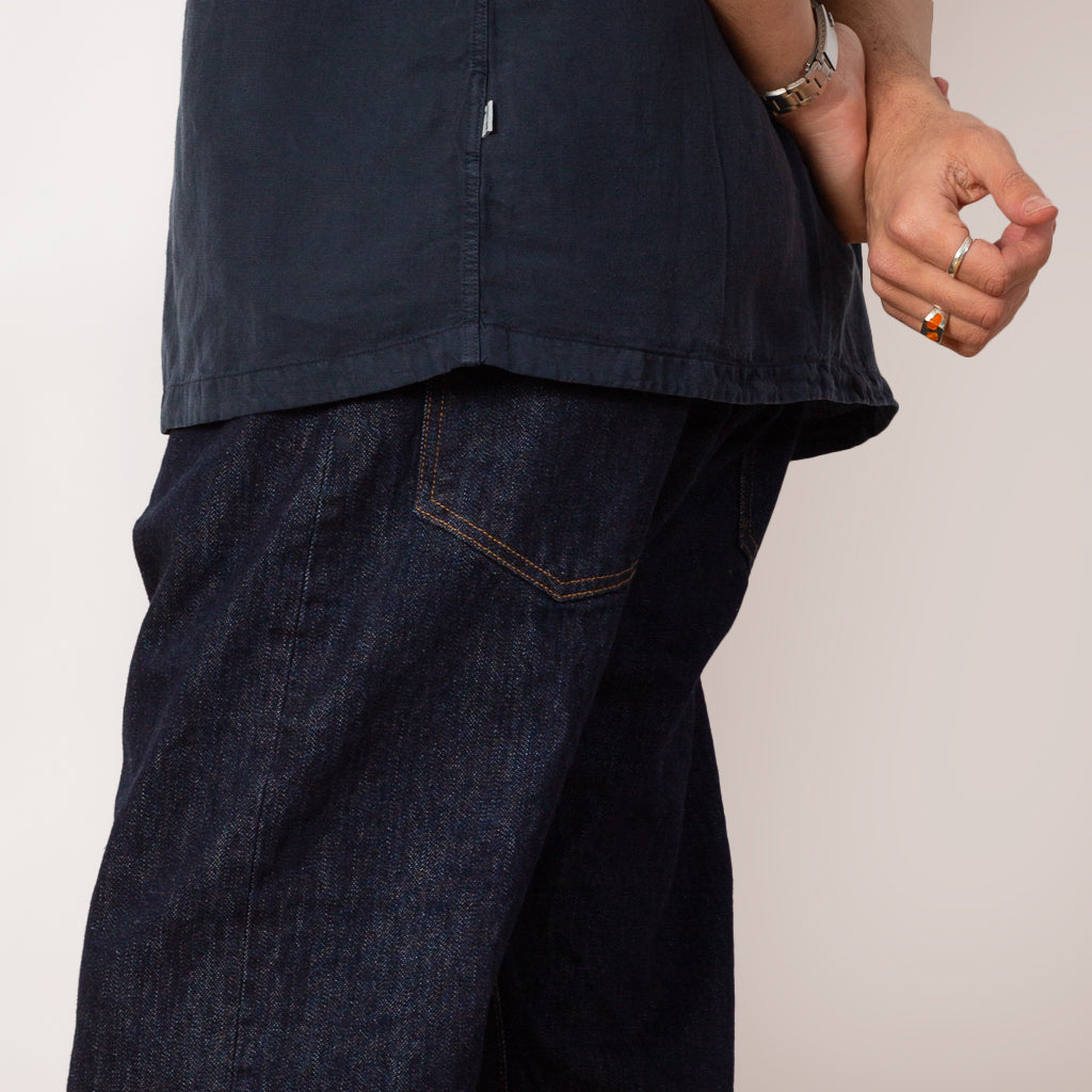 One Wash Loose Ankle Denim - Indigo