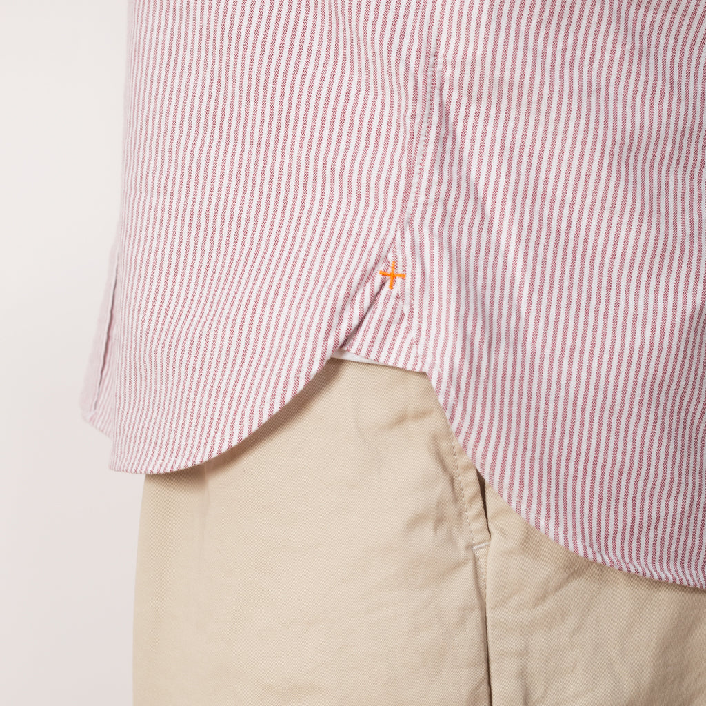 Button Down Candy Stripe Oxford Shirt - Wine