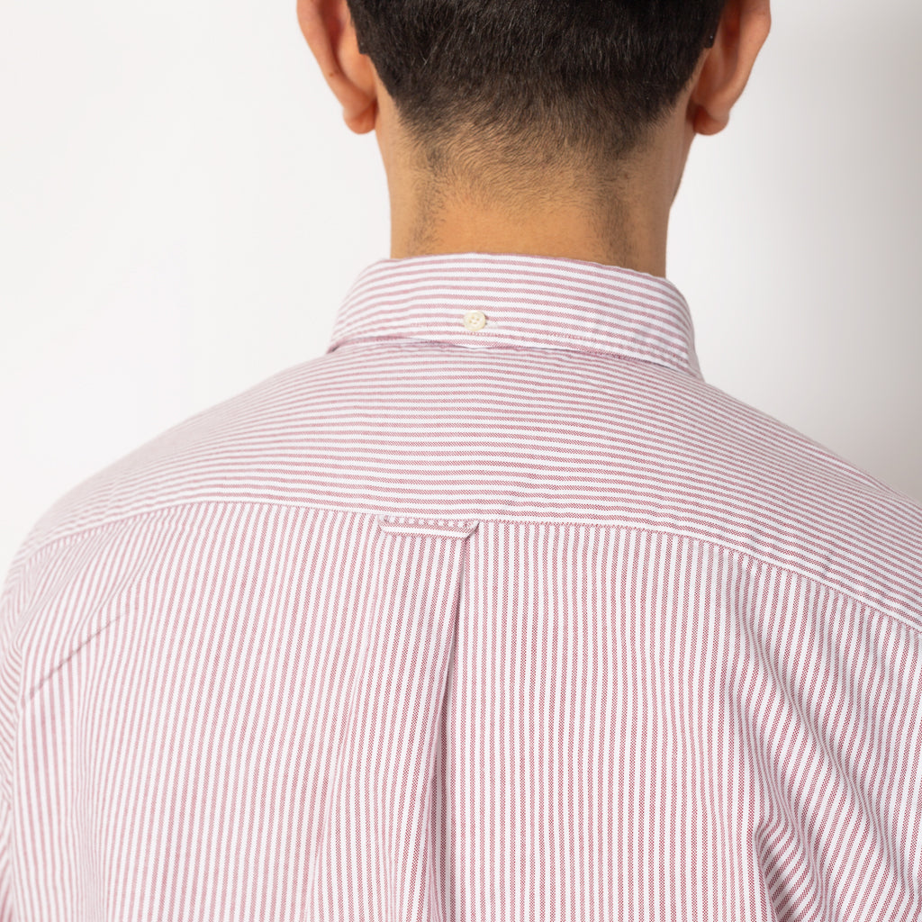 Button Down Candy Stripe Oxford Shirt - Wine