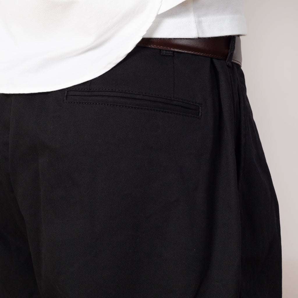 2 Pleat Twill Trouser - Black