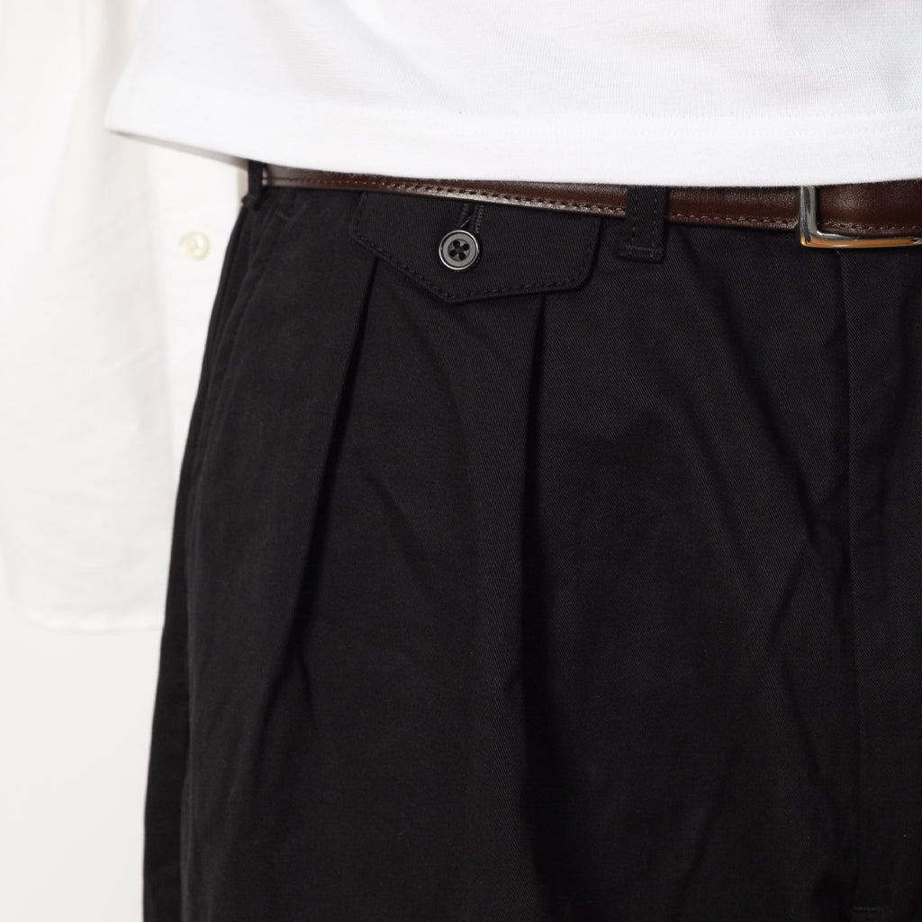 2 Pleat Twill Trouser - Black