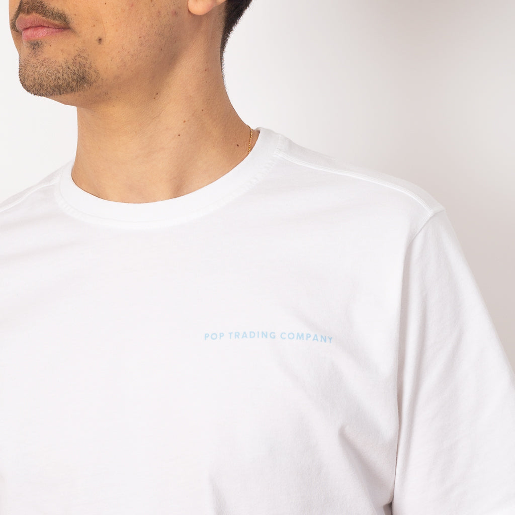 Pop For Peggs & Son Logo T-Shirt - White/Sky Blue