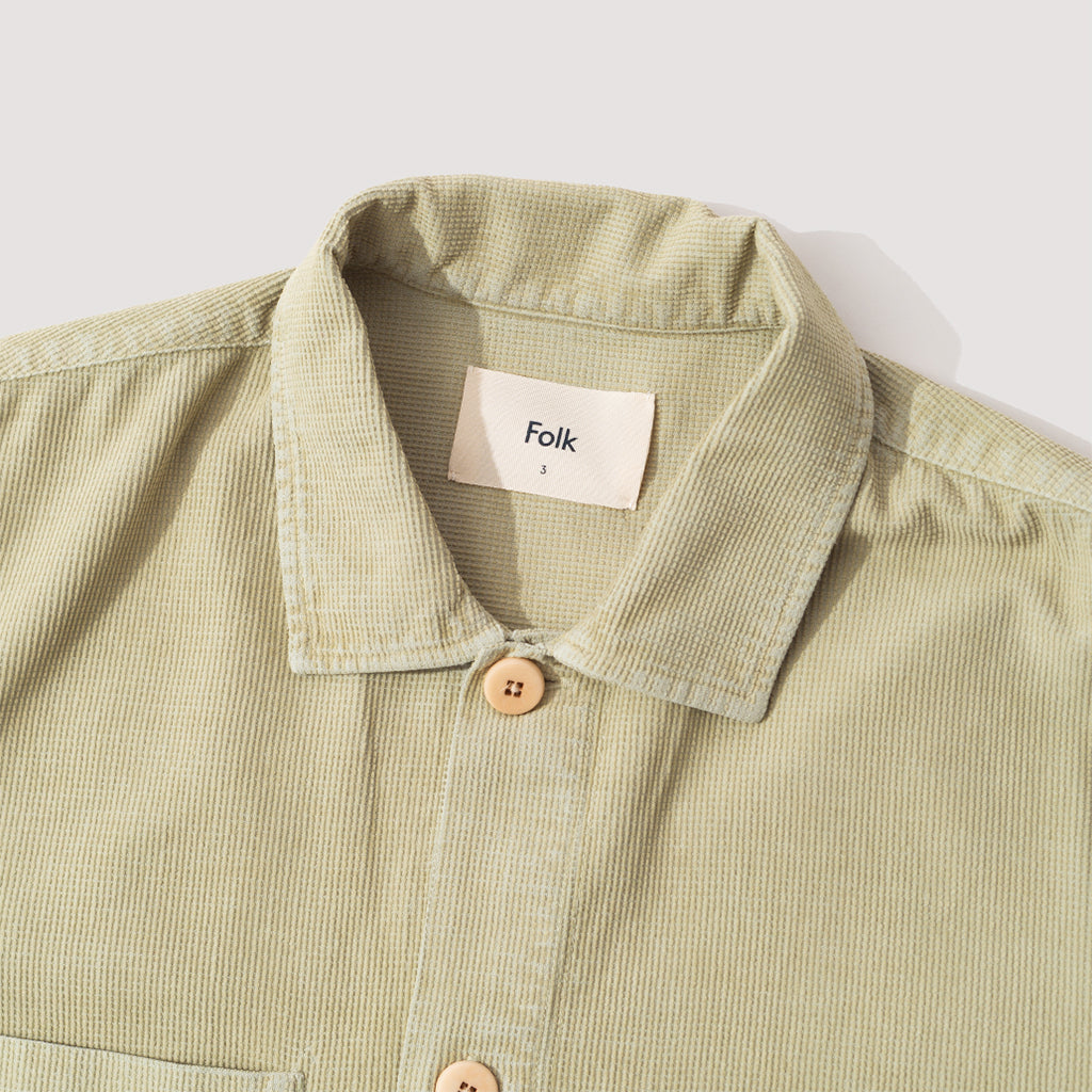 Patch Overshirt - Sage Green Microcheck Cord