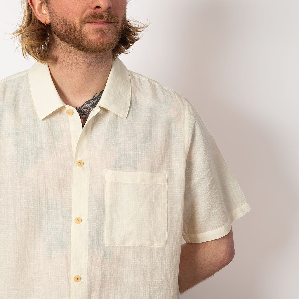Gabe Shirt - Ecru Linen Grid