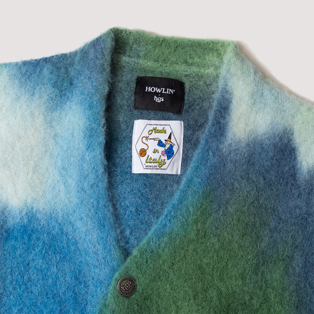 Hand Spray Dyed Cardigan - Greenlove Mix