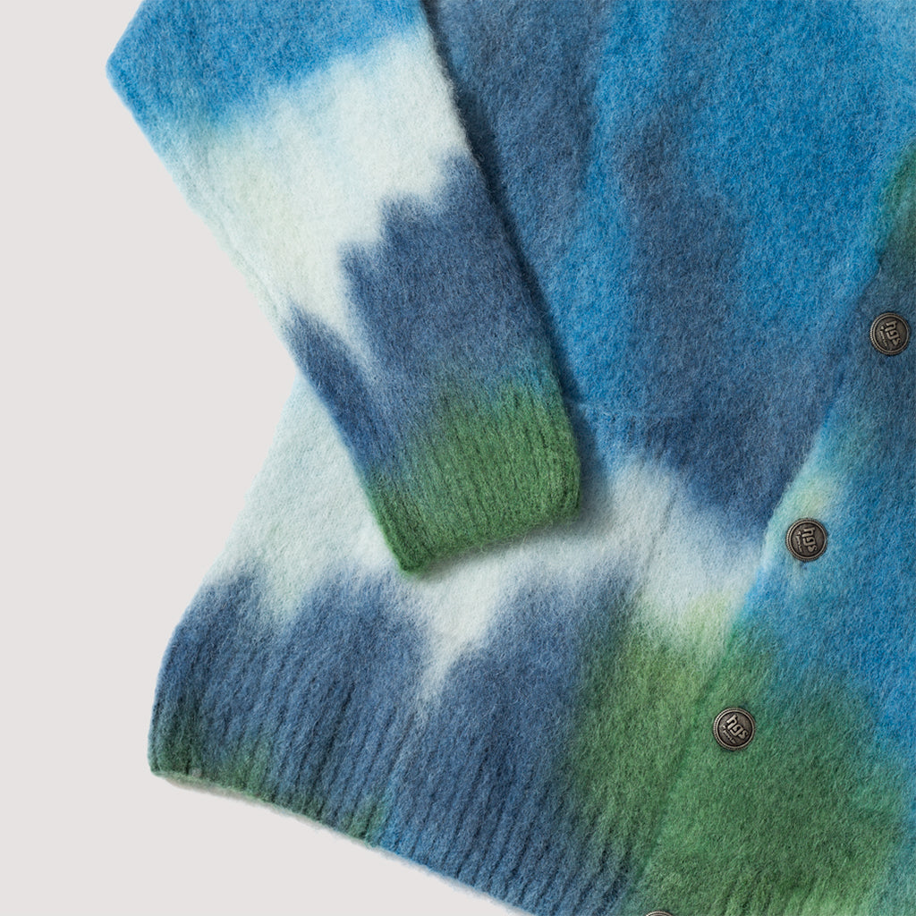 Hand Spray Dyed Cardigan - Greenlove Mix