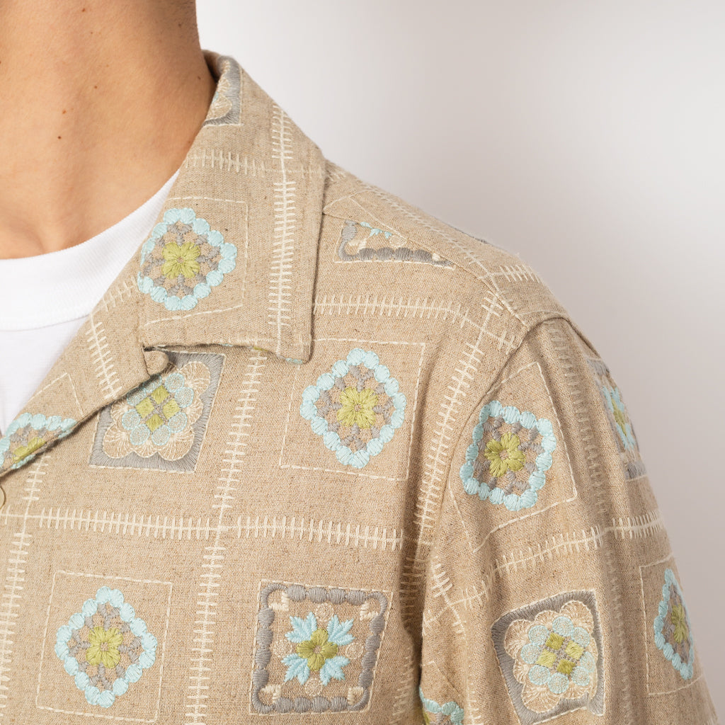 Julio L/S 5398 Shirt - Oatmeal Linen Embroidery