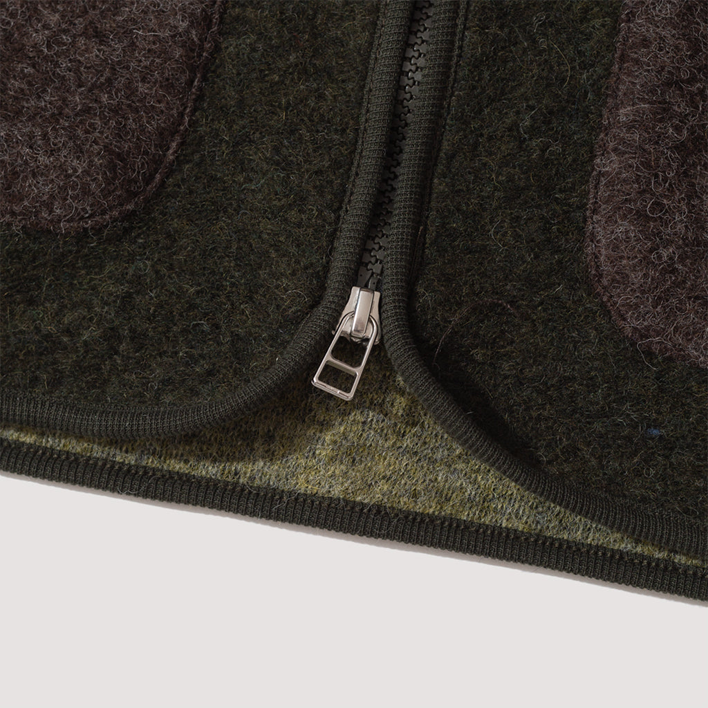 Wool Fleece Zip Gilet - Mixed Olive