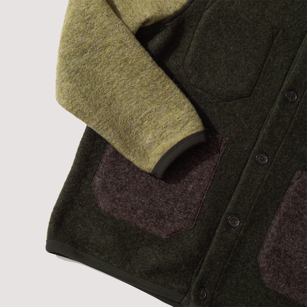 Wool Fleece Cardigan - Mixed Olive