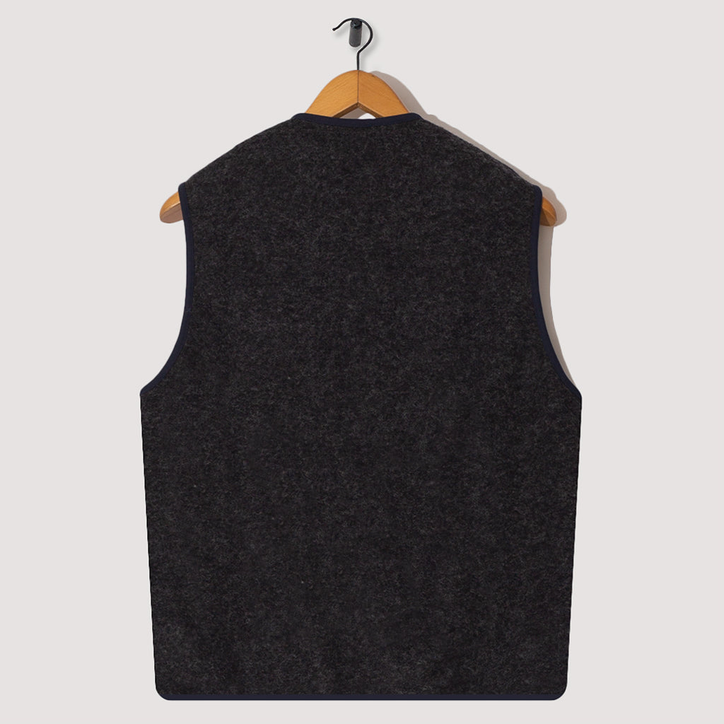 Wool Fleece Zip Gilet - Mixed Navy