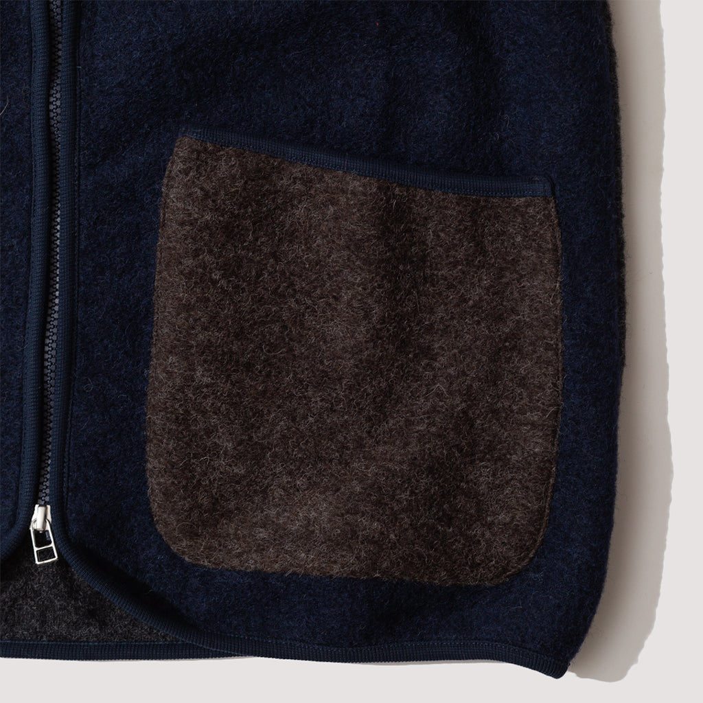 Wool Fleece Zip Gilet - Mixed Navy