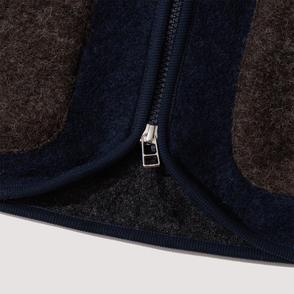 Wool Fleece Zip Gilet - Mixed Navy