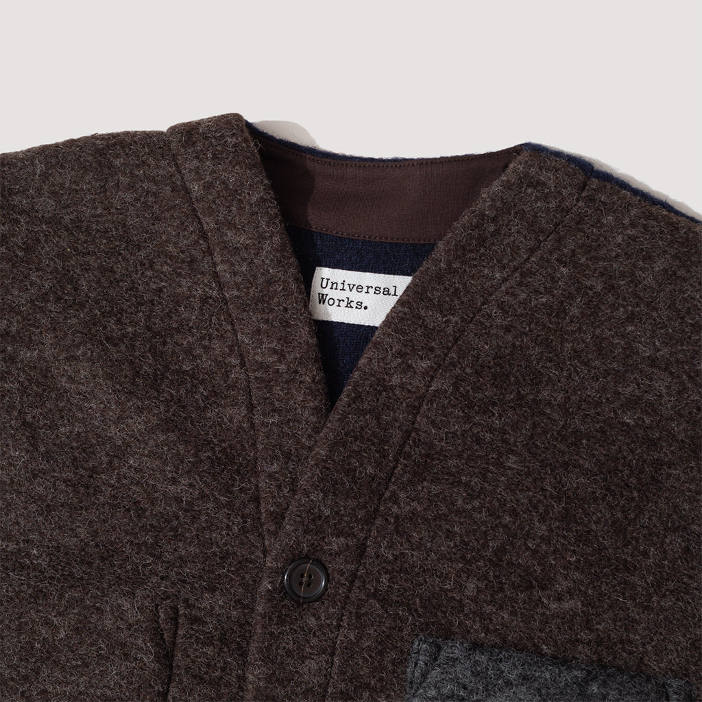 Wool Fleece Cardigan - Mixed Brown