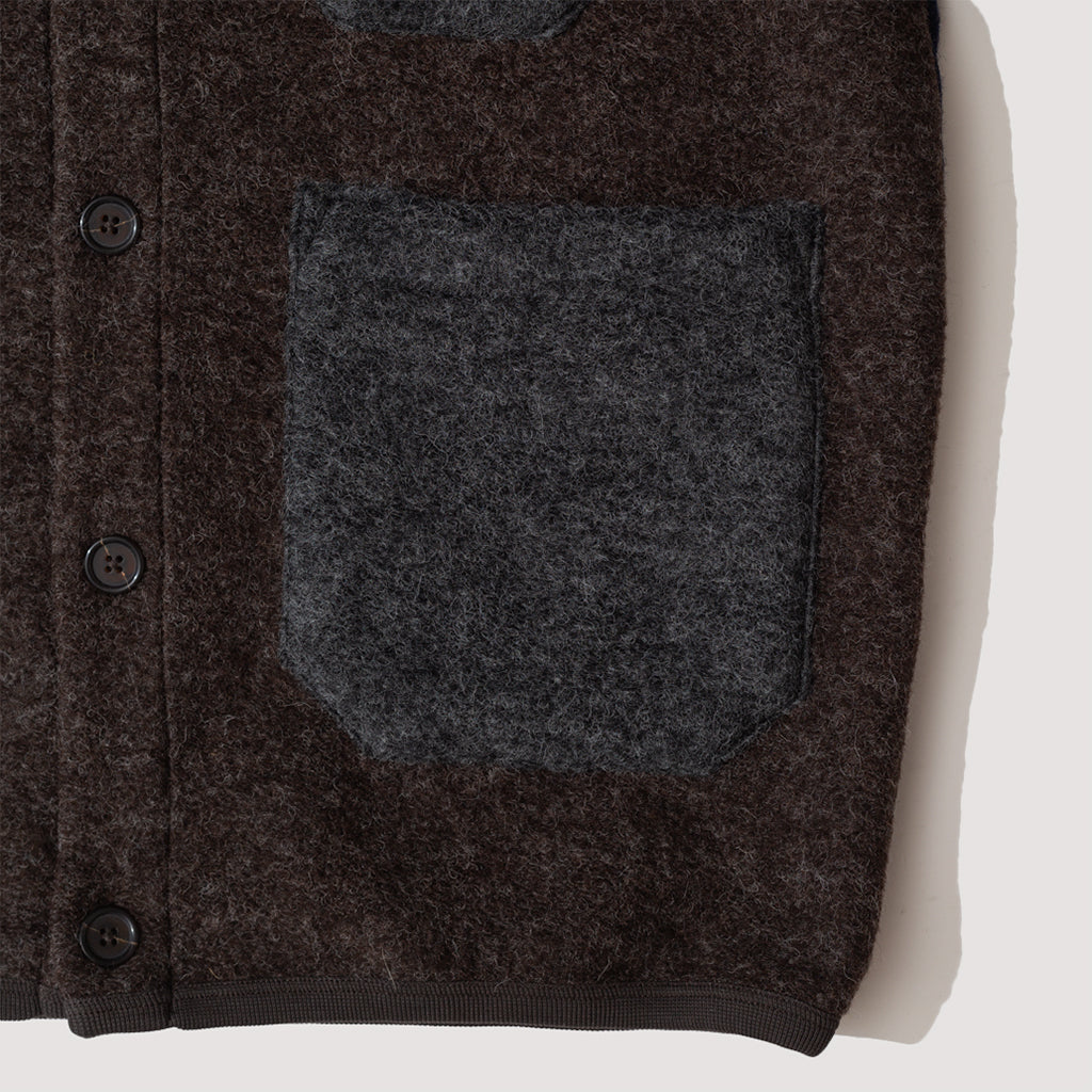 Wool Fleece Cardigan - Mixed Brown